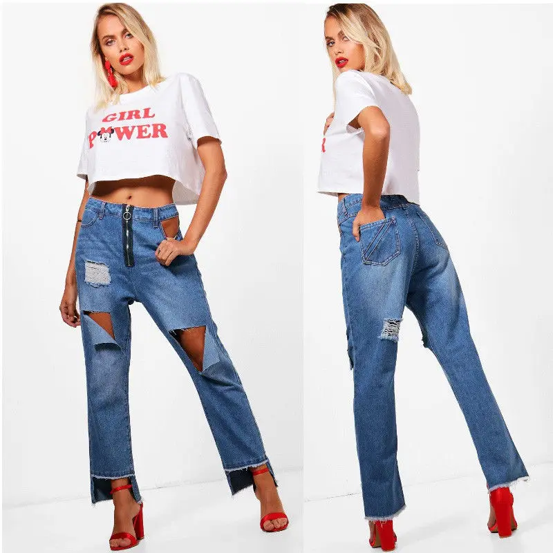 Сексуальные женские джинсы Стрейчевые рваные с высокой талией|sexy jeans woman|jeans womansexy