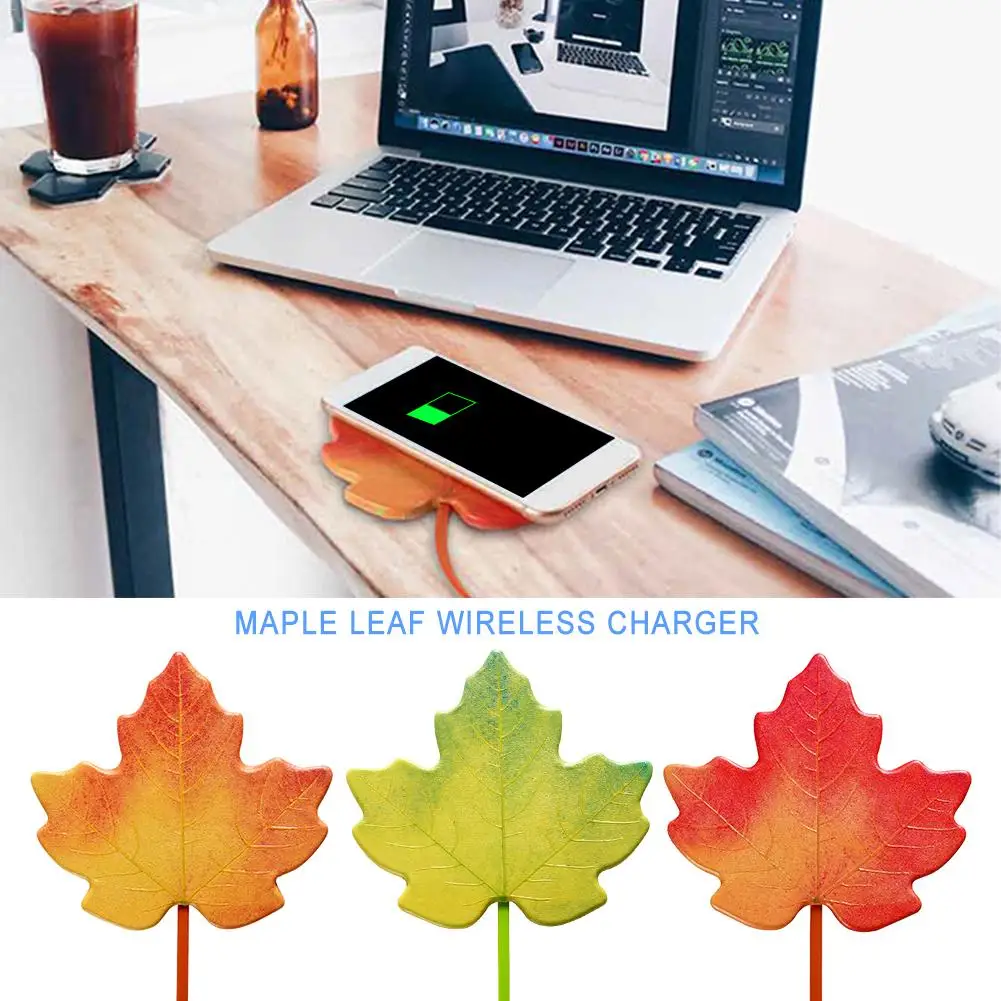 Беспроводное зарядное устройство с Кленовым листом сертифицированное Qi 5 Вт/7
