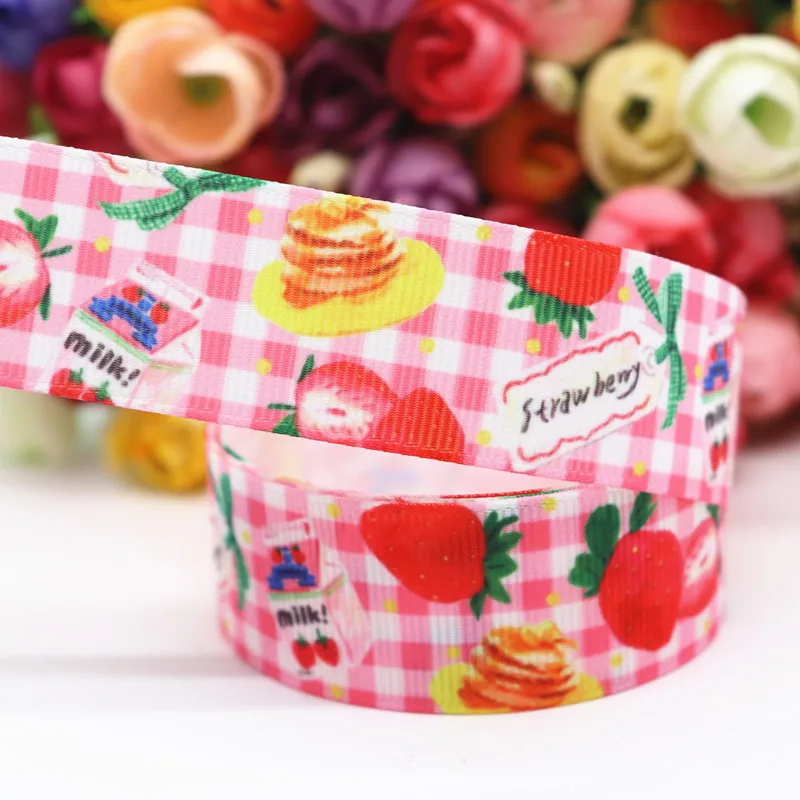 Лента с фруктами 1 &quot25 мм для бантов волос аксессуары ручной работы M19061002 10 ярдов |