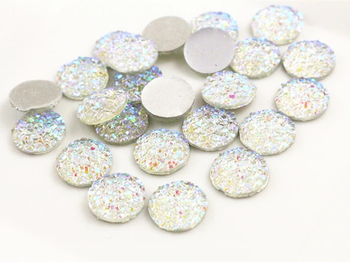 New Fashion 40pcs 12mm White AB Color Flat Back Resin Cabochons Cameo G5-33 | Украшения и аксессуары