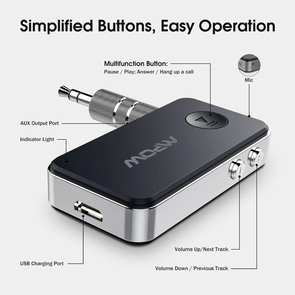 Mpow Bluetooth адаптер 3D объемный Bluetooth стереонаушники 5,0 беспроводной адаптер с 10H Playtime и быстрой зарядки для дома