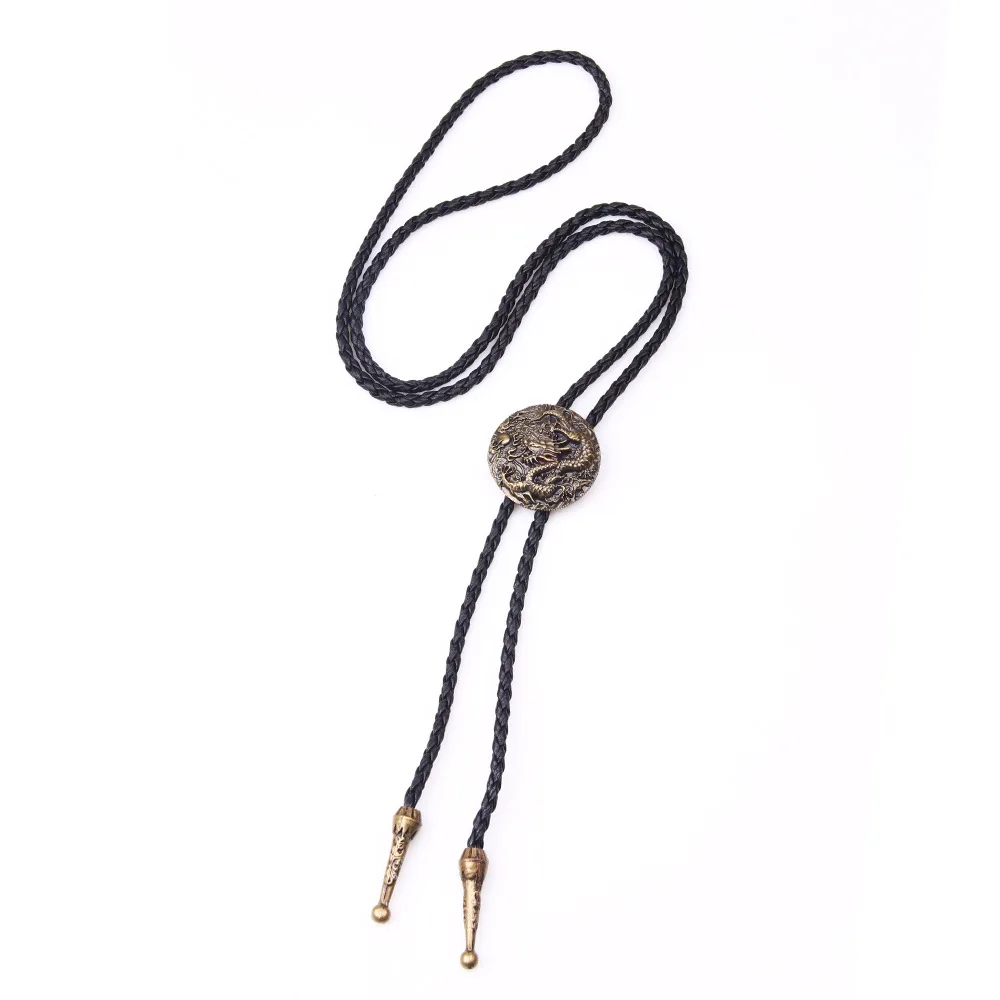 Chinese Dragon Винтажная ковбойская джазовая шляпа из сплава для мужчин s bolo галстук для мужчин и женщин с кожаной веревкой длинное ожерелье цепочка на свитер рубашки Bolo галстук Мужские аксессуары - Цвет: Chinese Dragon