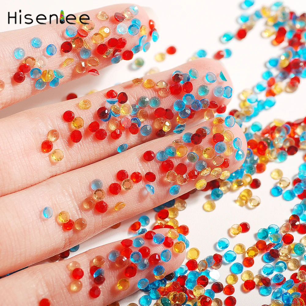 

High quality color mixing about 5000pcs charm transparent shiny round glass rhinestone 3D nail DIY nail art decoration