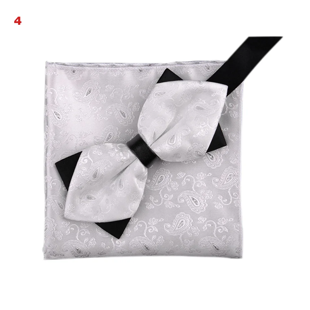 

Newly Men Jacquard Woven Butterfly Self Bow Tie Pocket Square Handkerchief Hanky Suit Set m99