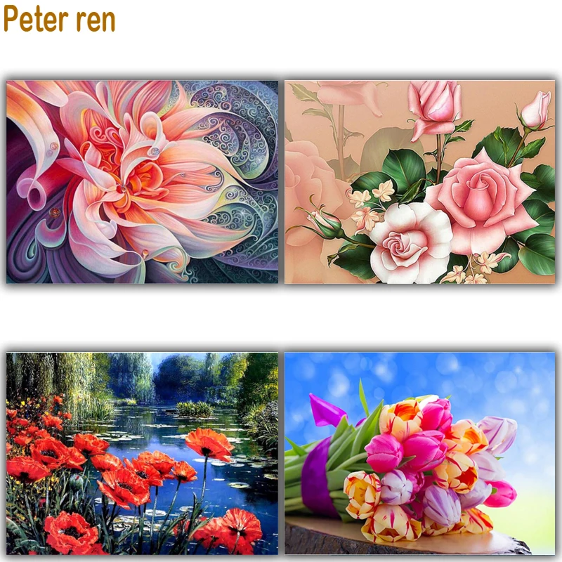 Питер Рен Diy Алмазная картина розовый цветок мозаика ручной работы горный