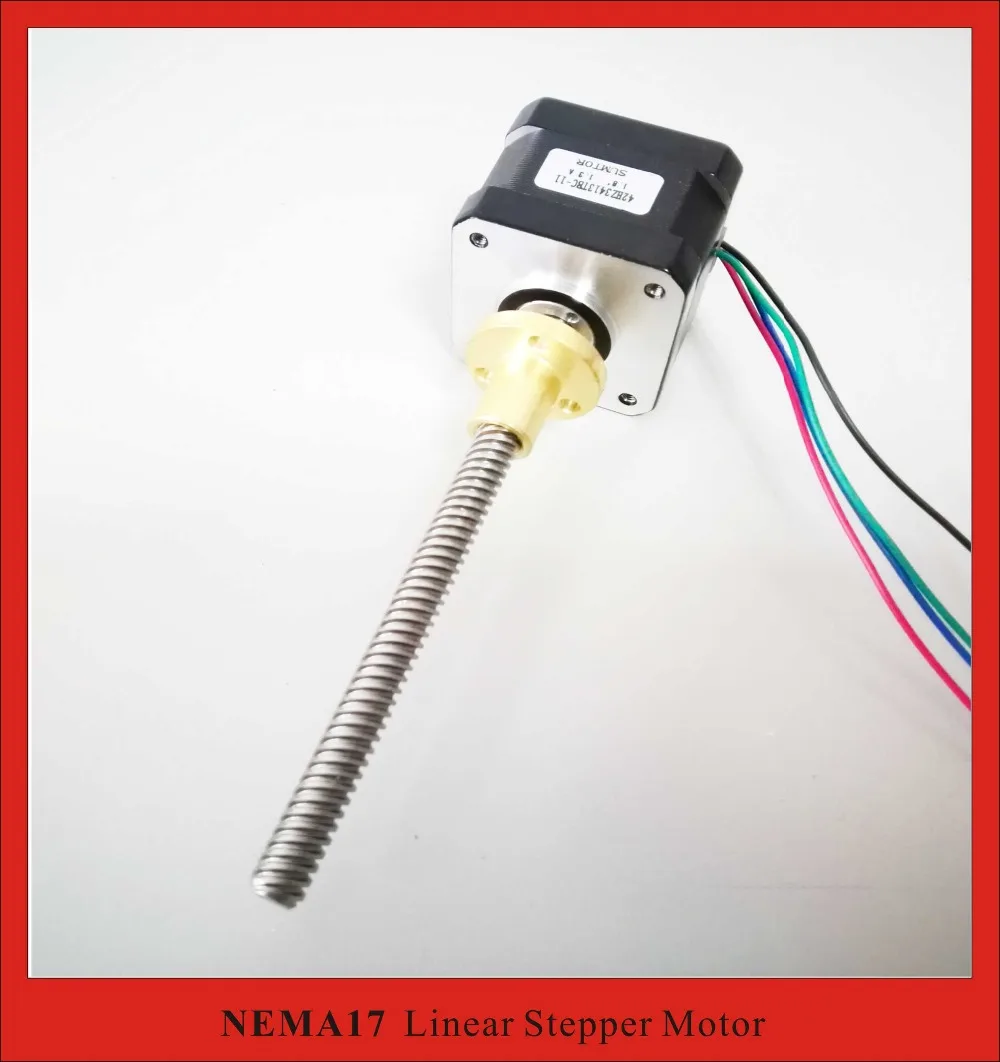 4 lead NEMA 17 линейный шаговый двигатель T8 свинцовый винт 2 шага 110 мм Nema17 корпус 34 мм|nema
