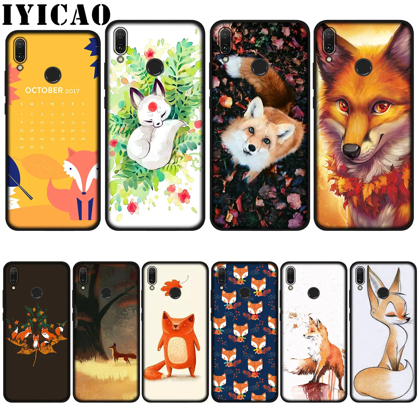 IYICAO осенний мягкий чехол с лисой для Huawei P20 Pro P10 P8 P9 P30 Lite Mini 2017 P Smart 2019