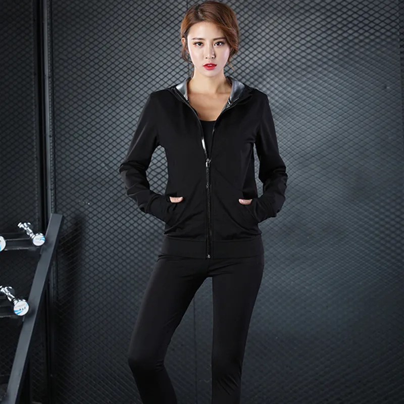 Suit Set Женские наборы для бега, Женский костюм для сауны, набор для девушек, сжигание живота, сжигание жира, компрессионный костюм для похудения, форма тела, брюки и куртки с длинным рукавом - Цвет: Suit Set
