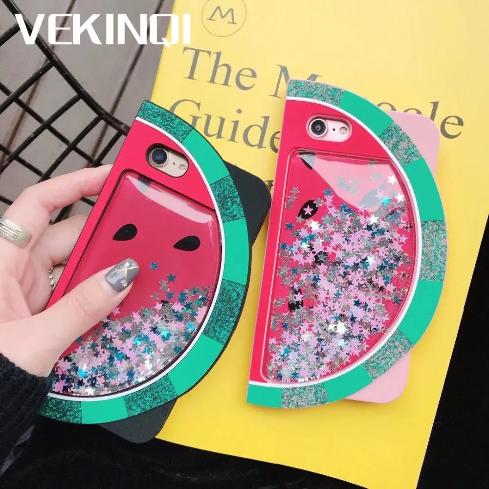 VEKINQI 3D арбуз жидкость зыбучие пески Звезда Телефон чехол для iPhone X 6 7 8 силиконовый