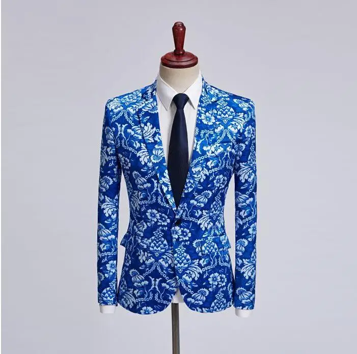 2020 new arrival blue slim men printing suit mens wedding suits formal dress men's groom suit factory connection clothing singer