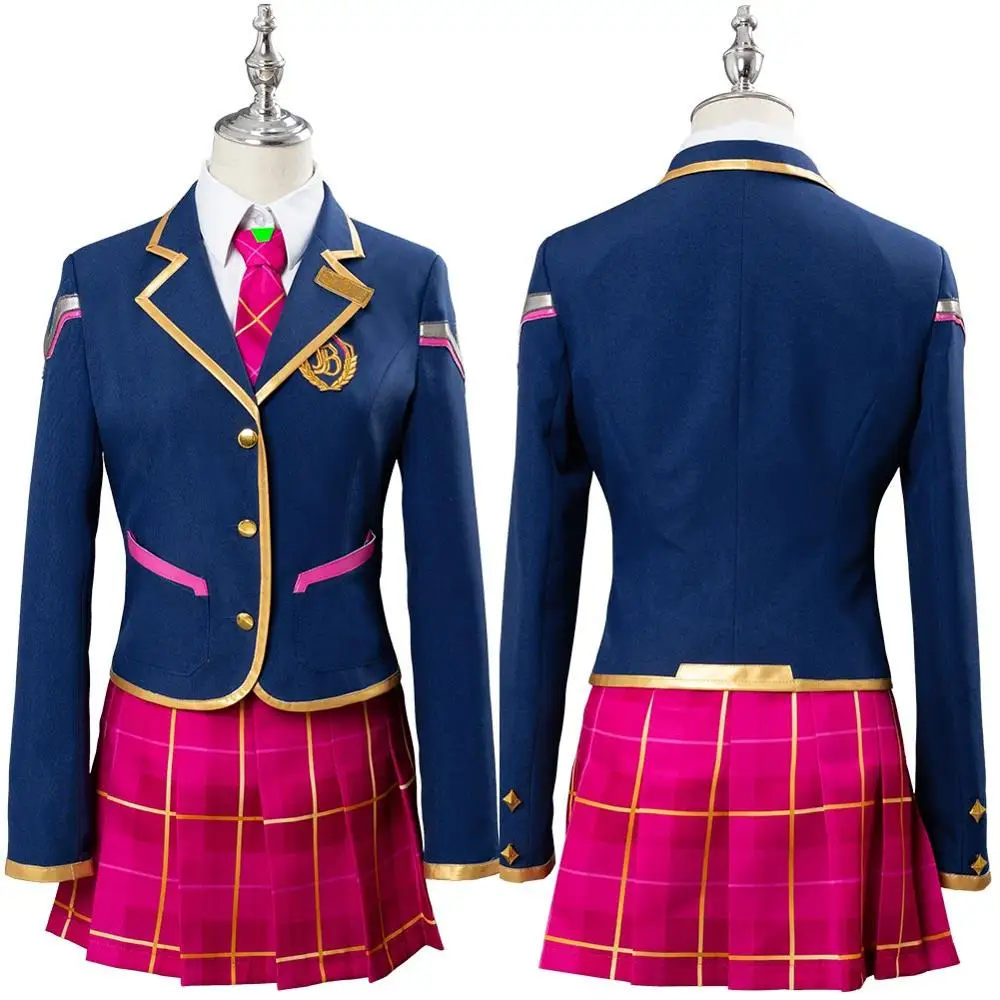 

OW Hana Song Cosplay D.VA DVA Cosplay Costume Academy Girls Dress School Uniform Outfit Halloween Carnival Costumes