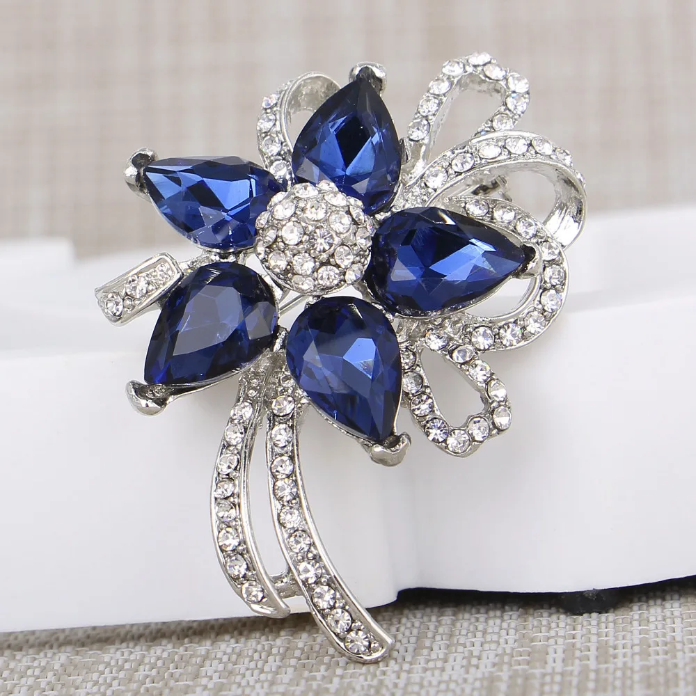 Булавка для невесты модная Ретро Серебряная Женская Брошь с цветами из горного