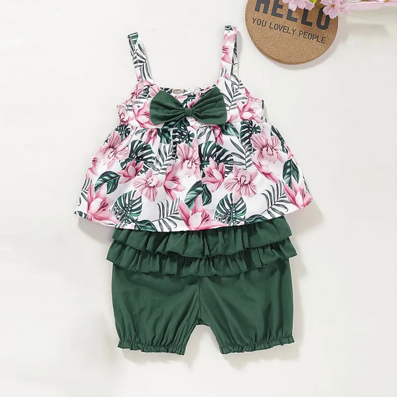 Одежда для малышей летний Повседневный ремешок с цветочным принтом без рукавов