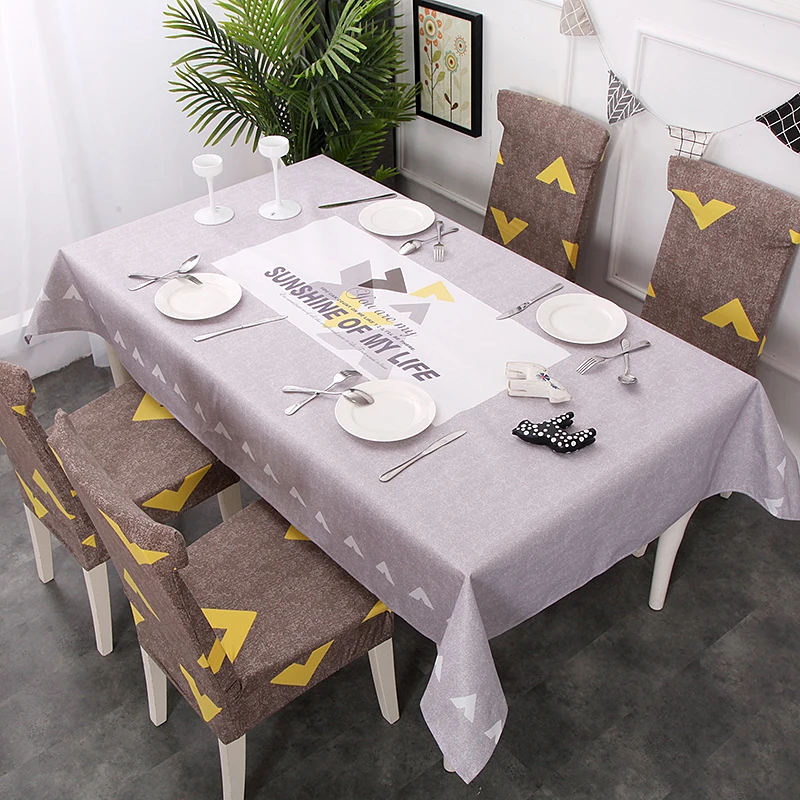 

XIPA Home chair set table chair cover INS net red Nordic waterproof tablecloth cotton linen cartoon tea cloth set