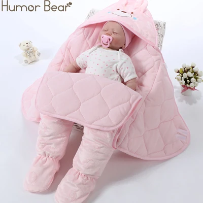 Розовый Humor Bear/детский спальный мешок, зимний конверт для новорожденных, теплый спальный мешок, хлопковый детский спальный мешок - Цвет: Розовый