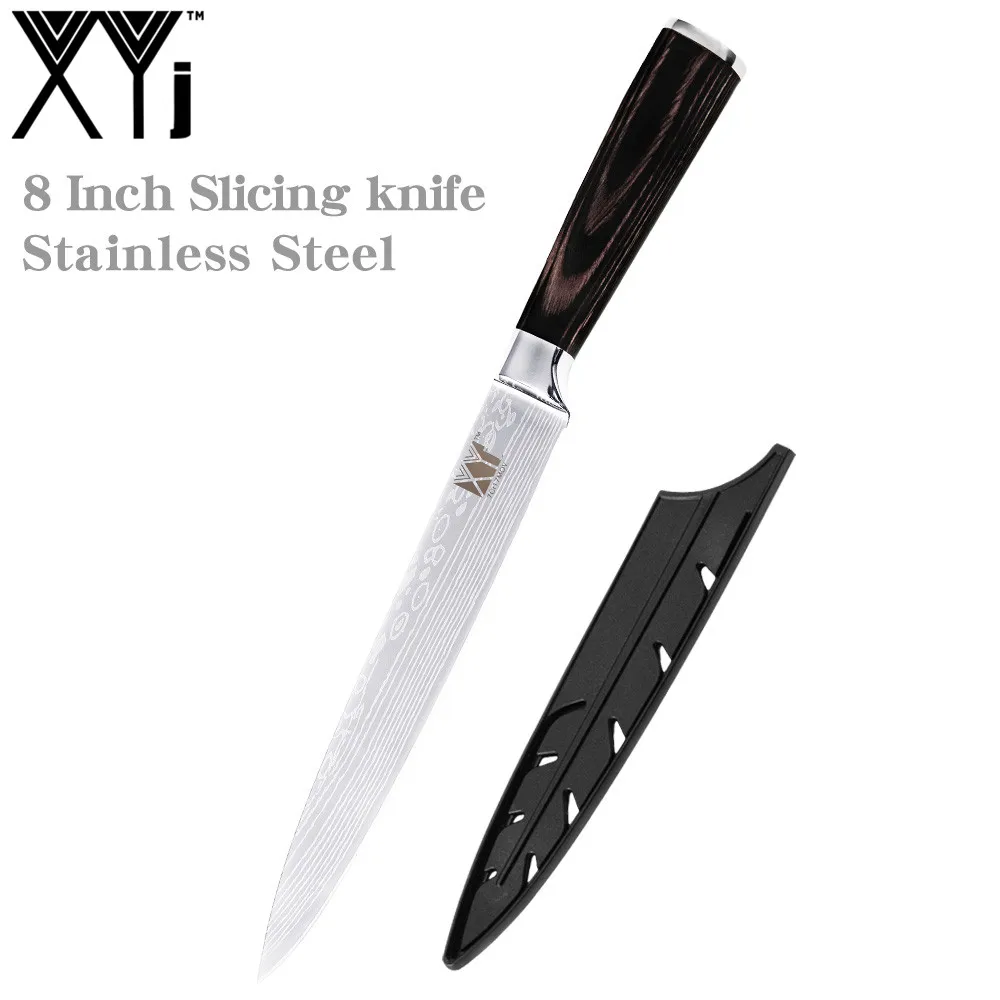 XYj High Hardness Stainless Steel Kitchen Knife Sharp Blade Chef 7Cr17 Color Wood Handle Sheath Cooking Tools | Дом и сад