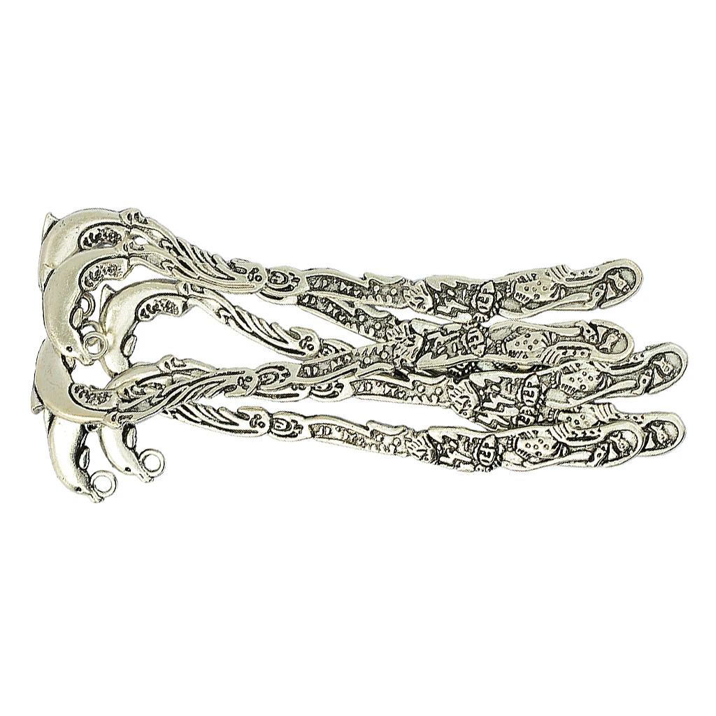 6x Tibetan Vintage Dolphin Alloy Bookmarks With Hole for DIY Pendants Charms Jewelry School Office Stationery Supplies | Украшения и