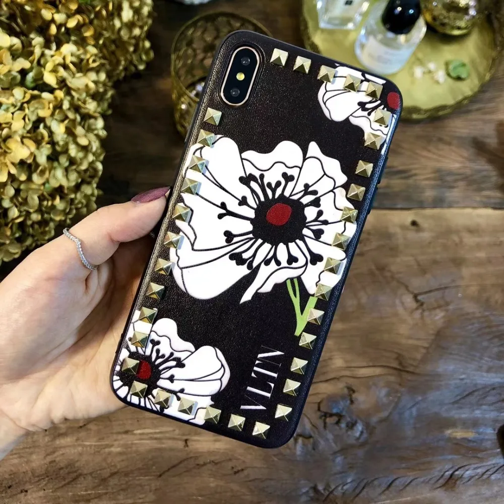 Aoweziic Европейская и американская мода заклепки для iphone XS Max XR Чехол для мобильного телефона 6s 7 8plus все включено мягкая кожа