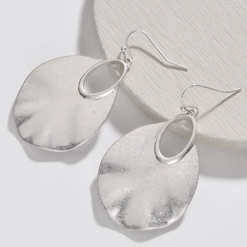 

ZWPON 2020 New Handmade Hammered Teardrop Dangle Earrings for Women