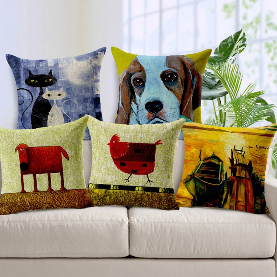 Горячая Распродажа наволочки Творческий картина маслом собаки узор модная сумка