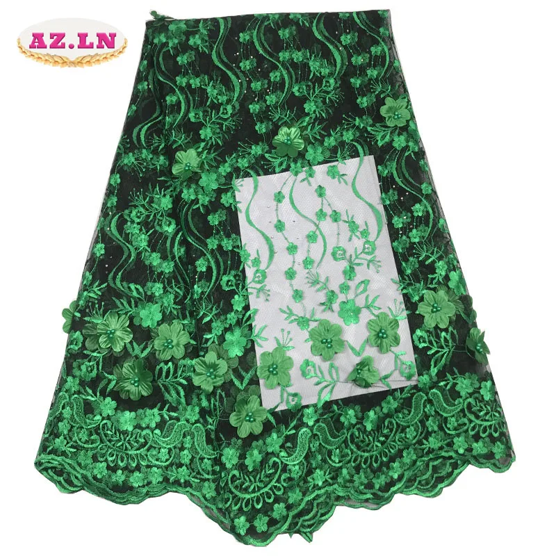 

African Beaded 3D Tulle Lace Fabric 2019 African French Lace Fabric High Quality Nigerian Embroidery Tulle French Lace A19-B5