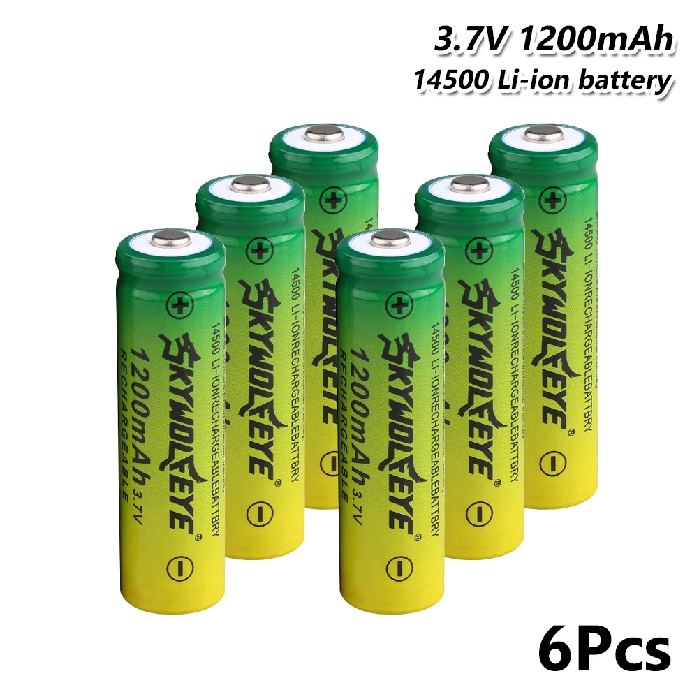 6 Pcs Аккумулятор 14500, 3,7 в, 1200 мА/ч, литий-полимерный аккумулятор для микрофона, мини-вентилятор, геймпад, фонарь, фонарик, Interphone, перезаряжаемый - Цвет: 6 Pcs