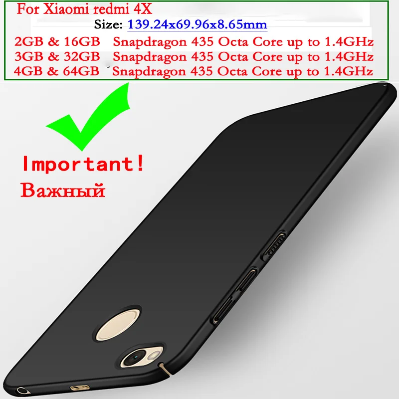 ZHSHUM роскошный жесткий чехол для Xiaomi Redmi 4x телефон пластик матовая кожа полное
