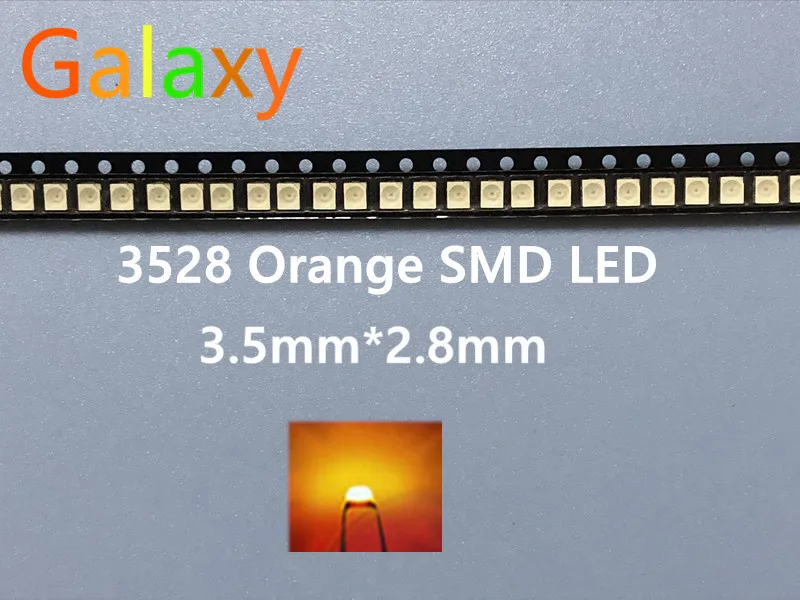 100 шт SMD Led 3528/1210 оранжевый/Янтарный Smd/smt Plcc-2 высокого качества Ультраяркий Свет-излучающие диоды
