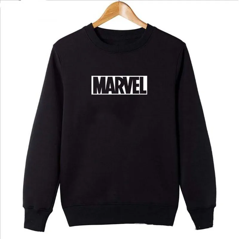2018 толстовки с Marvel Человек Для женщин шею комиксов японский Ниме принтом букв Kpop