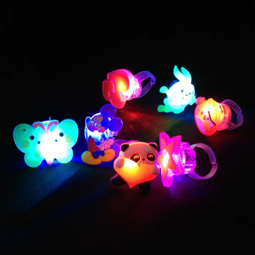 

10pcs/lot Random Kids ToyLED Flashing Light Ring Blinking Party Soft Rave Glow Jelly Finger Rings