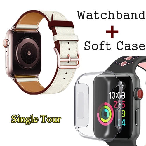 Ремешок с пряжкой из розового золота для Apple Watch, ремешок 38 мм, 42 мм, 44 мм, 42 мм, Свифт, кожаный браслет с одной петлей для iWatch, серия 5, 4, 3 - Цвет ремешка: White Red