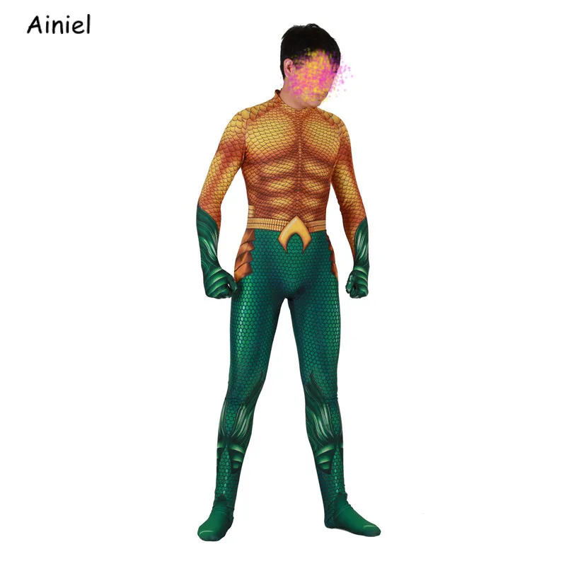 Индивидуальный костюм аквамена Костюм Артура Карри золотого цвета для