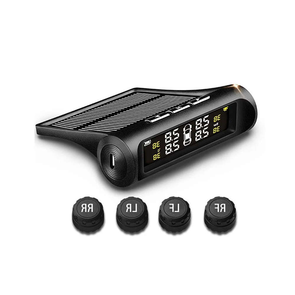 Автомобильная стая солнечная система контроля давления в шинах TPMS с ЖК дисплеем 4