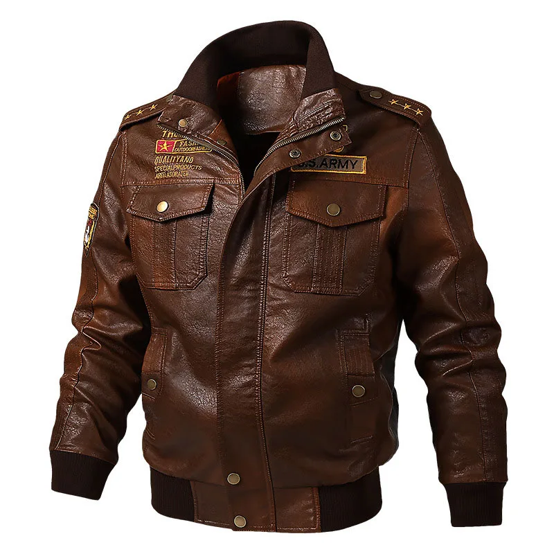 Brown Refire gear военная куртка-бомбер из искусственной кожи Мужская Осенняя байкерская куртка из искусственной кожи тактическая винтажная Повседневная куртка-пилот - Цвет: Brown