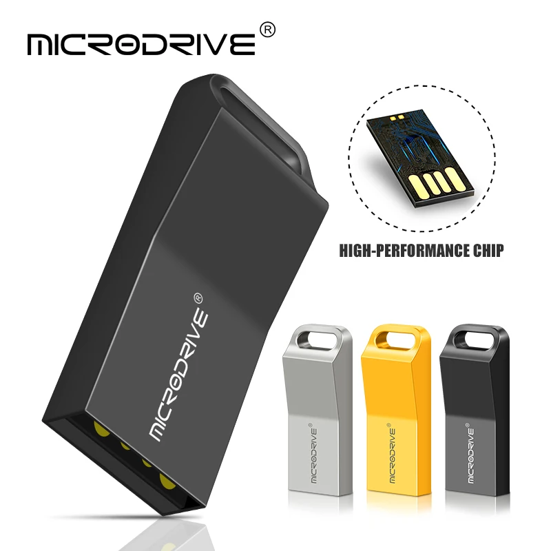 Microdrive металлический USB флеш-накопитель водонепроницаемый флеш-накопитель 64 ГБ 32 ГБ 16 ГБ 8 ГБ 4 ГБ реальная емкость USB флешка с кольцом для ключей