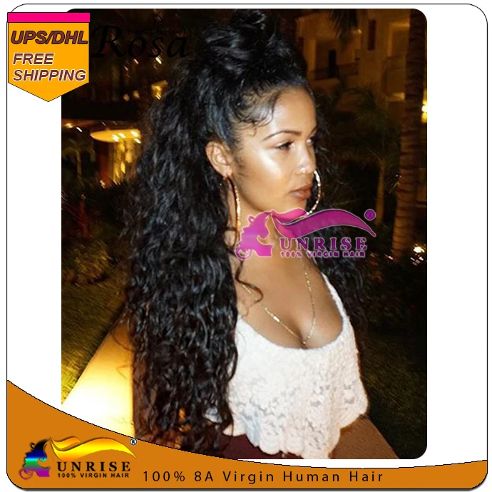 Young girl fashion curly ponytail virgin brazilian hair drawstring 100g 120g 140g full | Шиньоны и парики