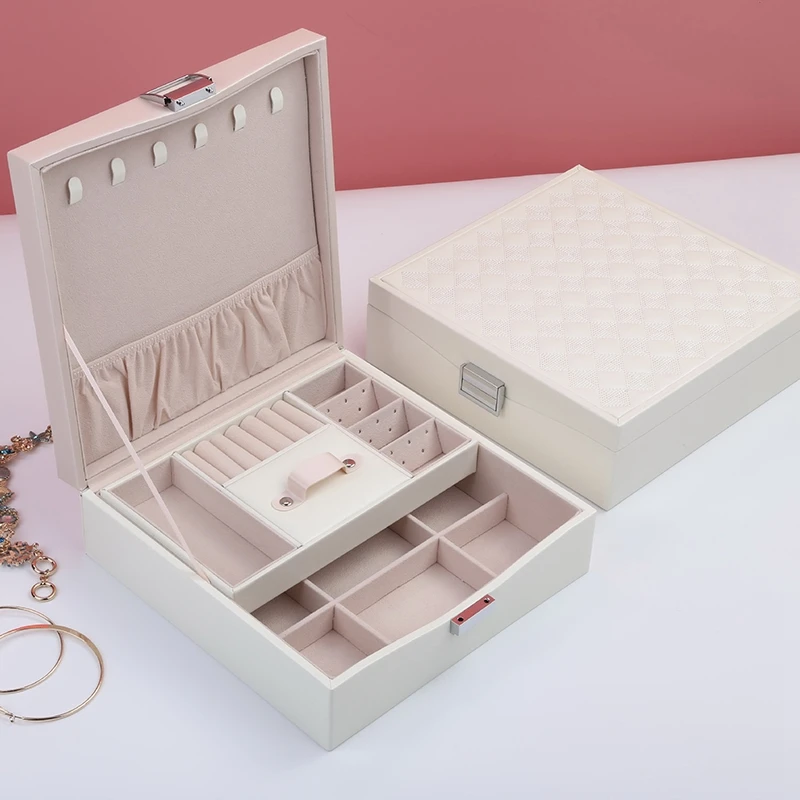 Casegrace Lady Pu Leather Jewelry Box Storage Ring Display Case Portable Organizer For Necklaces Jewelers | Украшения и