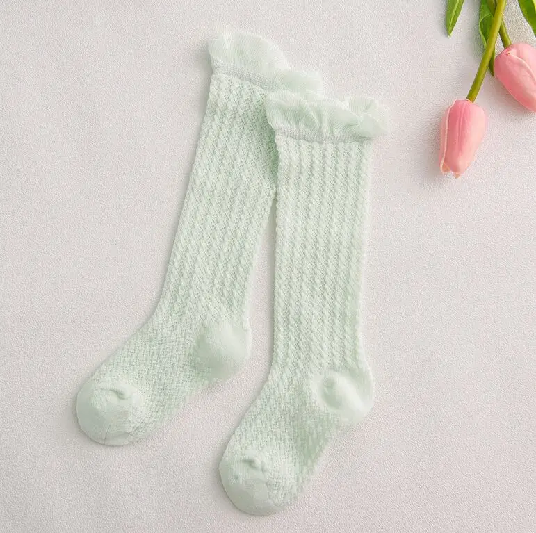 Green Socks Для маленьких девочек Носки для девочек От 0 до 6 лет одежда для малышей хлопковые сетчатые Дышащие носки для новорожденных носочки для девочки вентиляции хлопок - Цвет: Green Socks