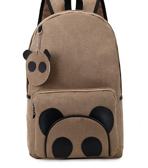 1 шт./лот зимний винтажный рюкзак из искусственной замши с пандой