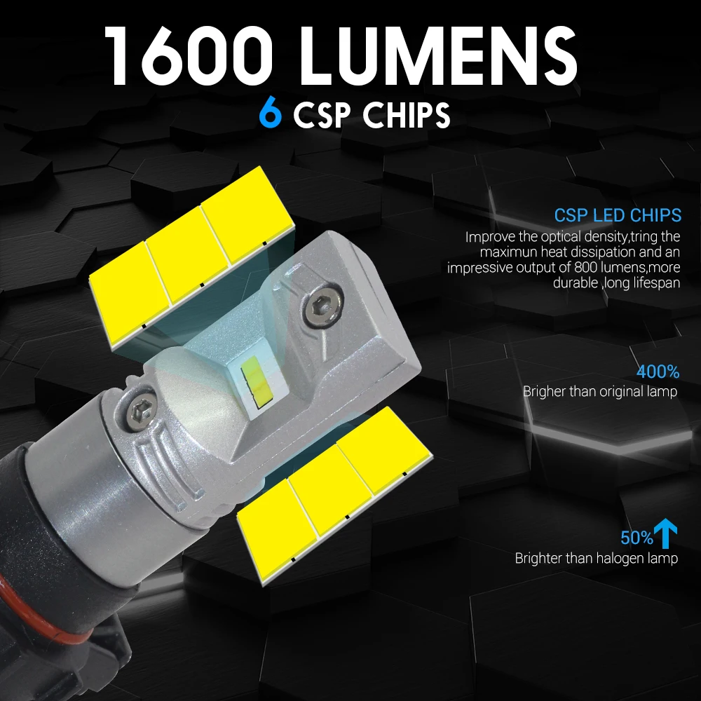Cawanerl H16 80 Вт 3200LM/набор импортных CSP шариков 6000 К Белый 12 В Высокая мощность