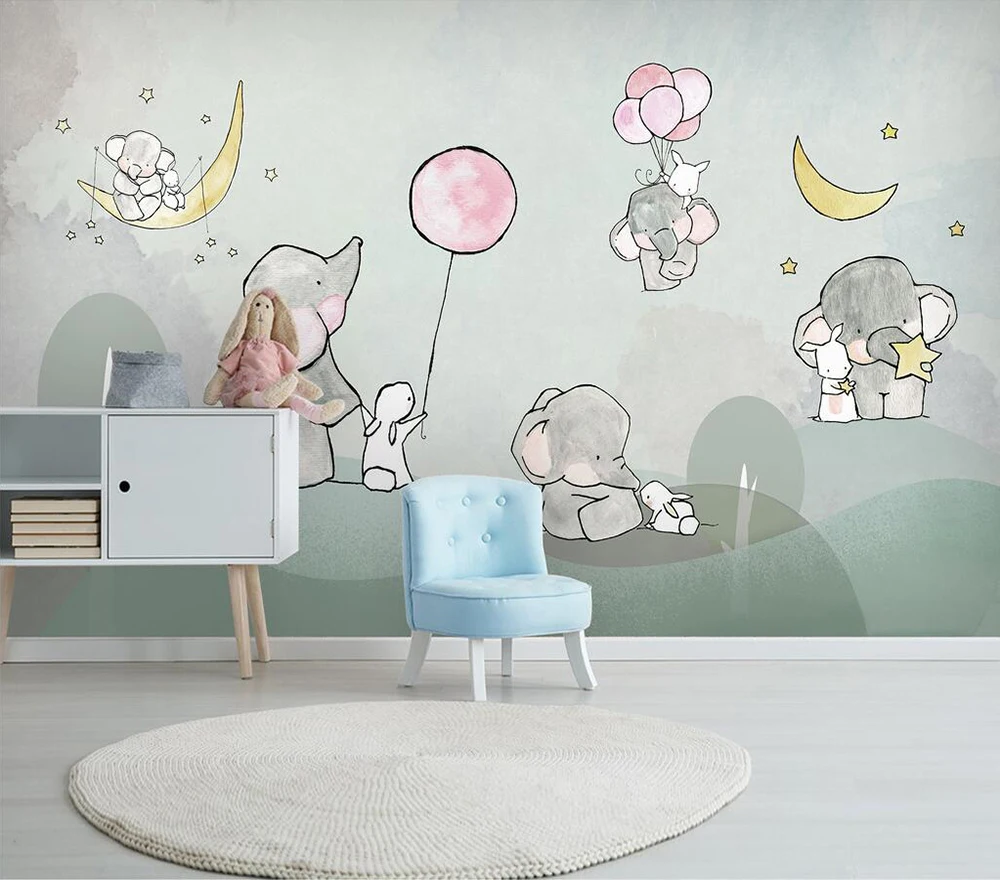 Decorative wallpaper Cartoon balloon animal children's room background wall | Обустройство дома