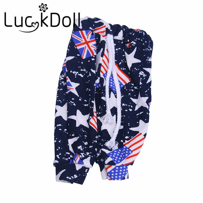 LUCKDOLL печатных леггинсы с поясом подходит 18 дюймов Американский 43 см Кукла одежда аксессуары, игрушки для девочек, поколение, подарок