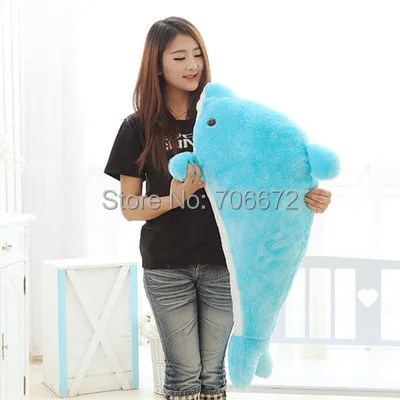 Большая плюшевая игрушка в виде дельфина 80 см синий или розовый цвет на выбор