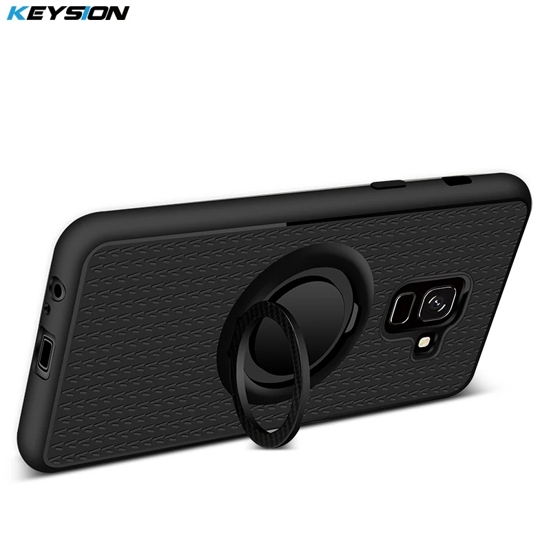 KEYSION чехол для Samsung A8(2018) Автомобильный Магнитный присоска кронштейн кольцо ТПУ