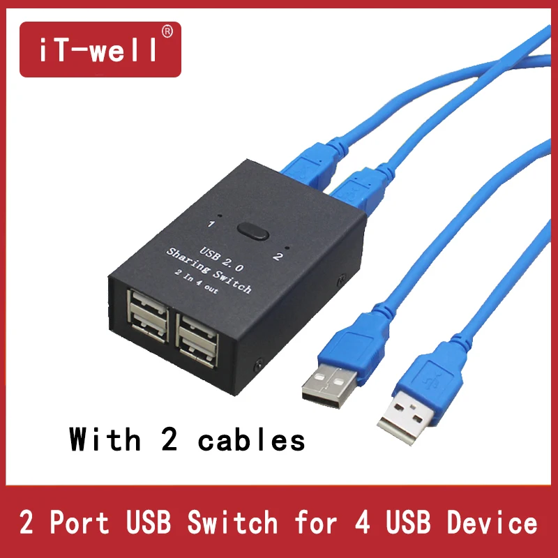 

Usb-хаб Разветвитель usb, ручной переключатель 2 в 4 выхода, переключатель обмена клавиатурой и мышью для принтера