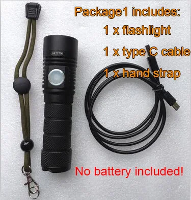 SST40 6500K package1 SST20 SST40 LED Перезаряжаемые Алюминий фонарик Тип C зарядка через usb 21700 Батарея свет открытый кемпинга Пеший Туризм Фонарь - Испускаемый цвет: SST40 6500K package1
