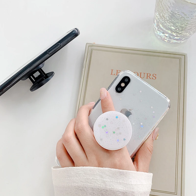 Блестящий блестящий чехол со звездами для IPhone X XS 8 7 6 s Plus держатель мягкий из ТПУ