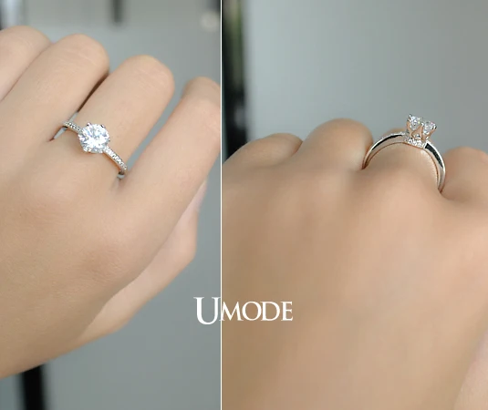 UMODE Итальянский дизайн, романтические обручальные кольца с круглым фианитом JR0121B