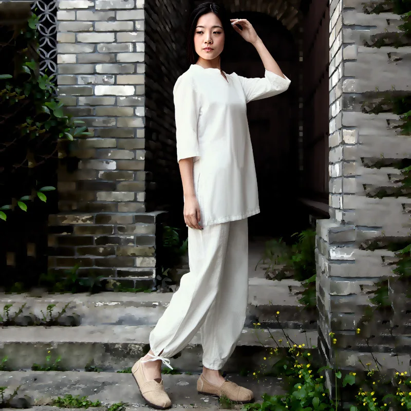 Женские спортивные костюмы Kong Fu рубашка для йоги штаны свободная Спортивная