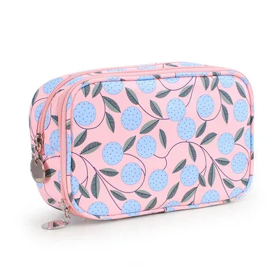 B-Blue ball Cute Girl Professional Travel Small Makeup Bag Double Waterproof Cosmetic Bag Fashion Beautician Organizer Toiletry Makeup Pouch - Цвет: B-Blue ball